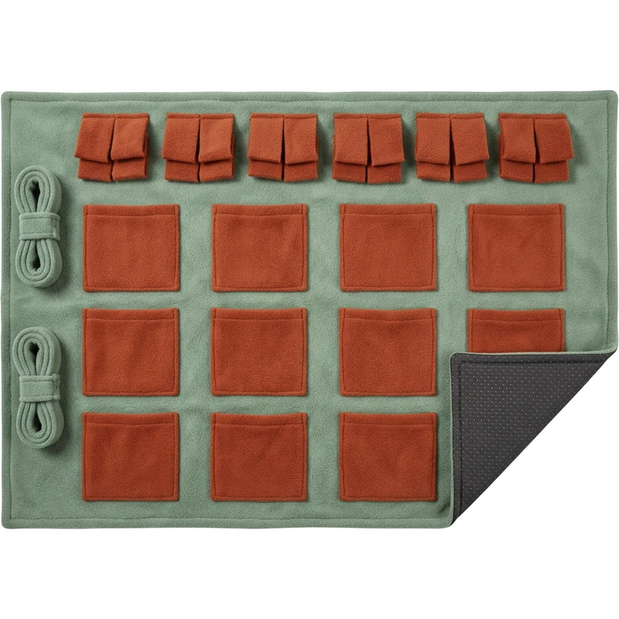 Jmyvp Fleece Treat-Pocket Activity Mat 70 x 50 cm Sage Rust