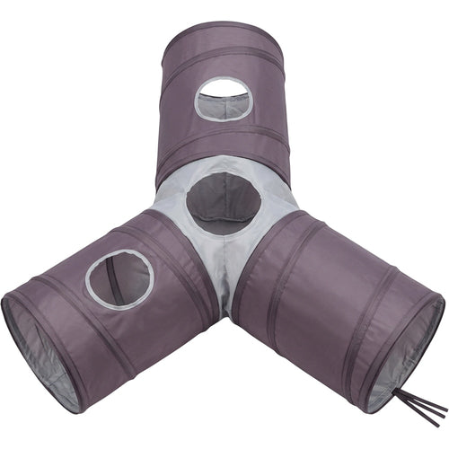 Jmyvp Three-Way Collapsible Cat Tunnel with Two Windows Plum Gray - Product view